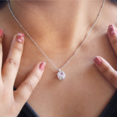 Silver Single Diamond Pendant With Chain